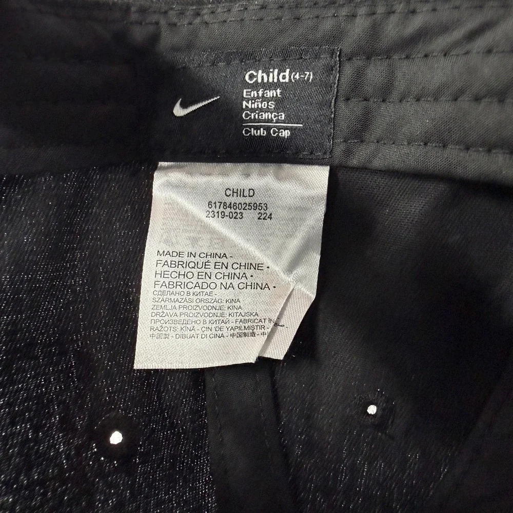 Nike Club Cap Kids Size 4-7‎ Black Embroidered Swoosh Adjustable Cotton Hat